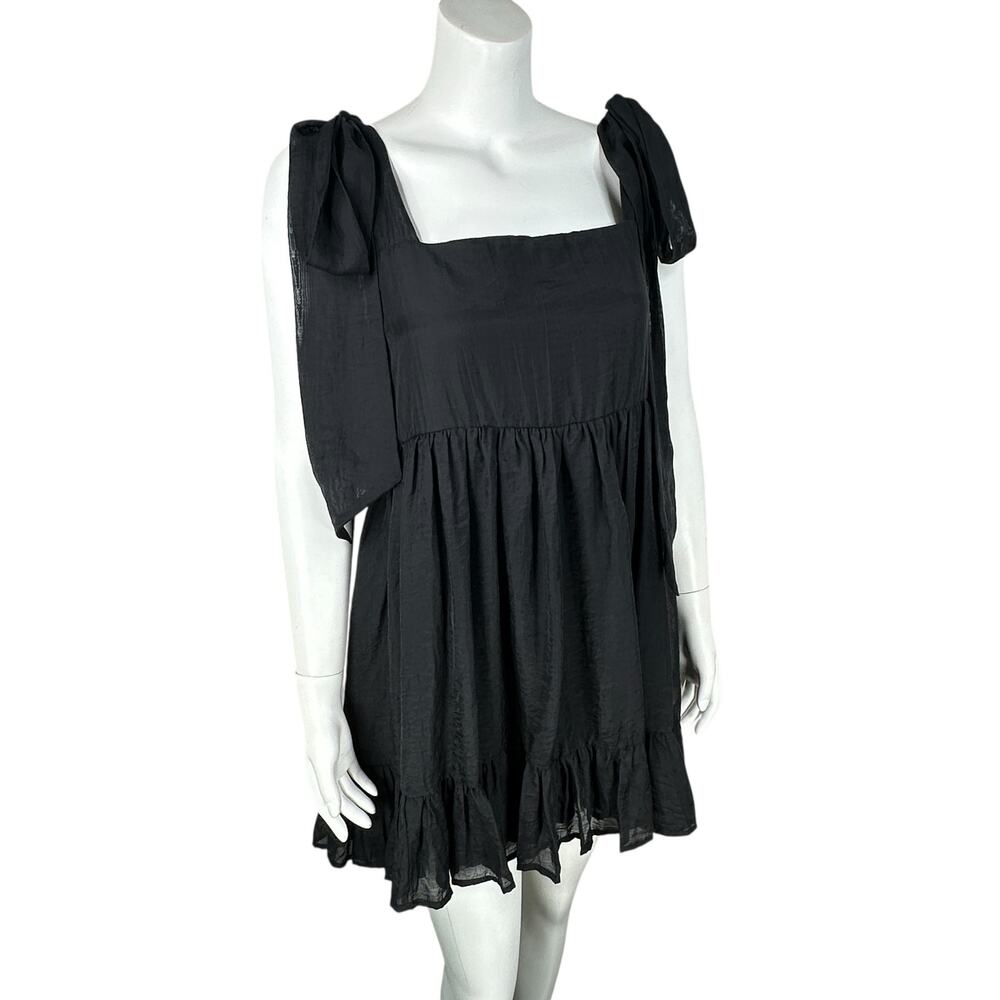 Mimosa Babydoll Top Womens Medium Black Tie Straps Tiered Boho Whimsigoth Indie